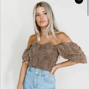 KITTENISH NORA LEOPARD CROP TOP